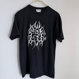 Vtg 90s Y2K JEM sportswear dragon silver graphic tee black size medium